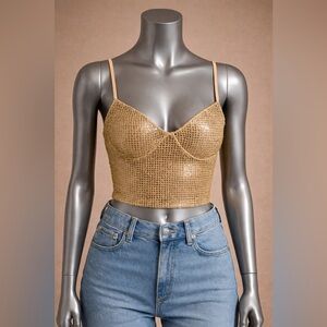 Fashion Nova Sparkling Gold Sequin Top